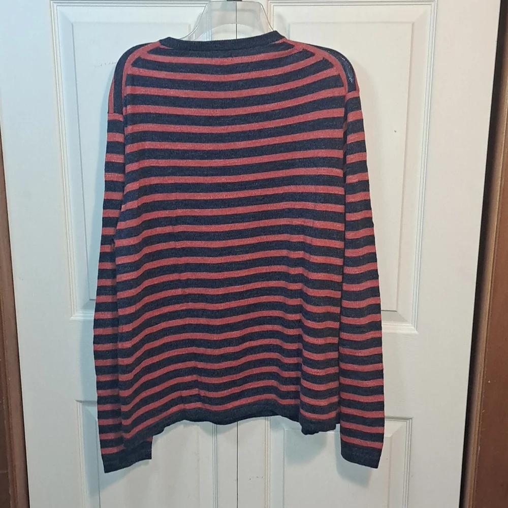 J. Crew Striped Crewneck Sweater - XL - Navy Blue Orange